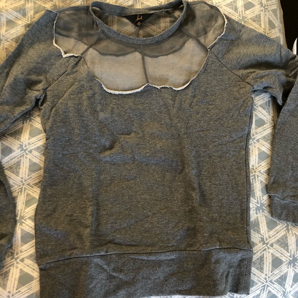 Jack gray sweatshirt w mesh, Med, new,never worn